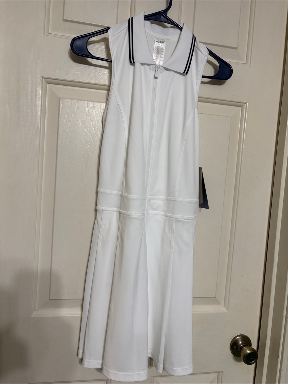 Avia White Sleeveless Golf Dress with Navy Trim